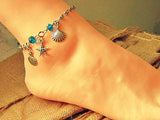 silver starfish seashell anklet